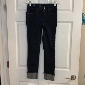 BNWOT White House Black Market Dark Blue Slim Ankle Jeans with Rolled Cuff sz00
